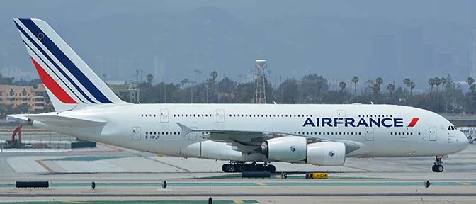 Air France Airbus A380-861 F-HPJF, Los Angeles international Airport, May 3, 2016